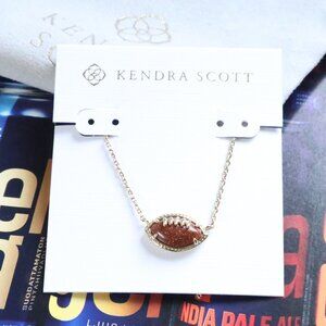 Kendra Scott Football Short Necklace Orange Goldstone Gold